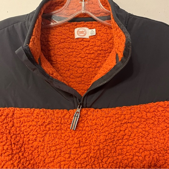 Wonder Nation three-quarter zip Sherpa jacket, extra large, orange and gray. - Picture 3 of 9